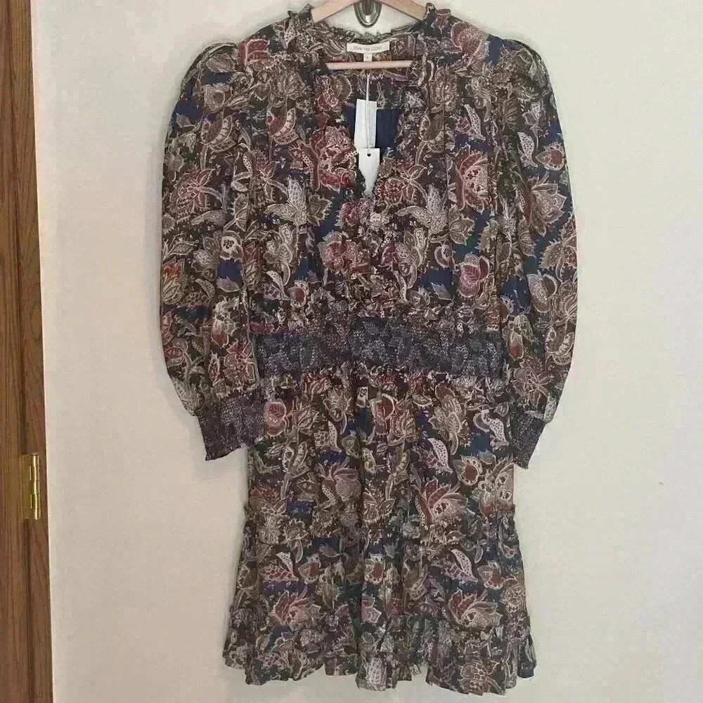 NWT Love the Label 3/4 Sleeve Patterned Mini Dress - Picture 2 of 12